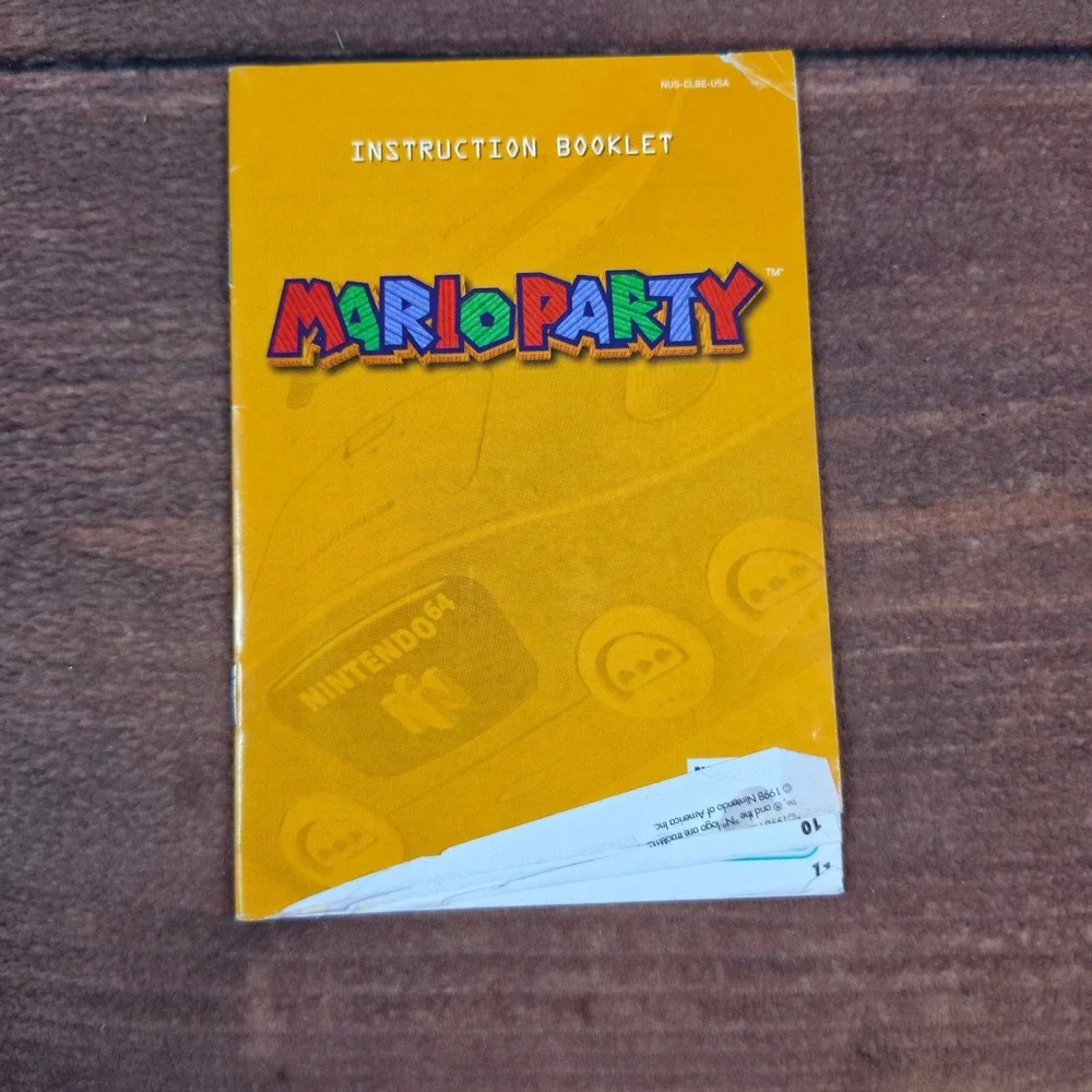 Nintendo Mario Party Instruction Booklet N64 One Size Yellow Fair Torn Pages